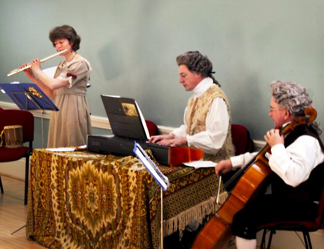 The Regency Trio of Norwich Historical Dance's musicians provide the music for a Regency Assembly at Swaffham Assembly Rooms